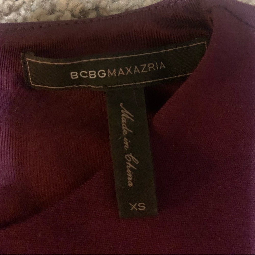 BCBGMAXAZRIA Women’s Sz XS Maroon Suede Peplum Top - Picture 9 of 14